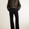 Padded Plush-Trimmed Satin Bomber Jacket - OU