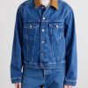 Intrecciato Leather-Trimmed Panelled Denim Jacket - FR Intrecciato Leather-Trimmed Panelled Denim Jacket - FR