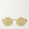 Signature Round Gold-Tone Sunglasses