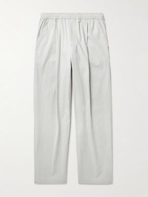 Straight-Pleated Cotton-Blend Seersucker Trousers Straight-Pleated Cotton-Blend Seersucker Trousers