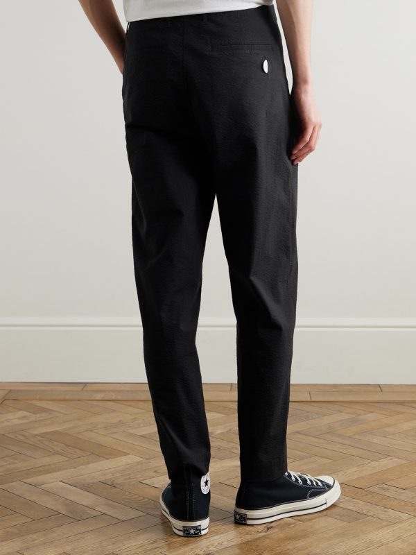Assembly Straight-Leg Pleated Cotton-Blend Seersucker Trousers - BK Assembly Straight-Leg Pleated Cotton-Blend Seersucker Trousers - BK