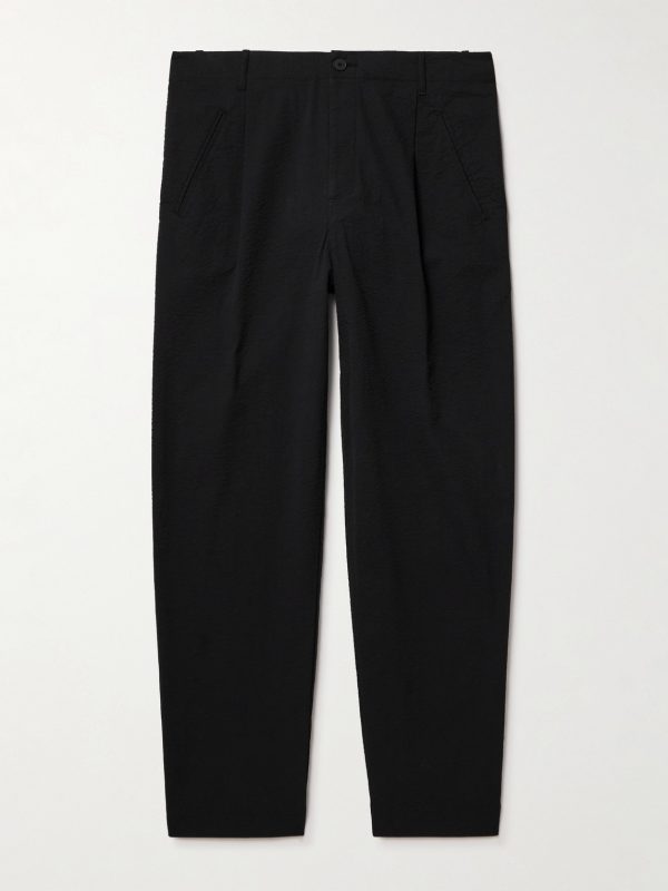 Assembly Straight-Leg Pleated Cotton-Blend Seersucker Trousers Assembly Straight-Leg Pleated Cotton-Blend Seersucker Trousers