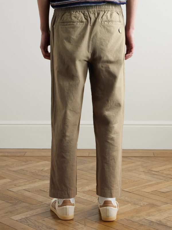 Drawcord Assembly Straight-Leg Linen and Cotton-Blend Canvas Trousers - BK Drawcord Assembly Straight-Leg Linen and Cotton-Blend Canvas Trousers - BK