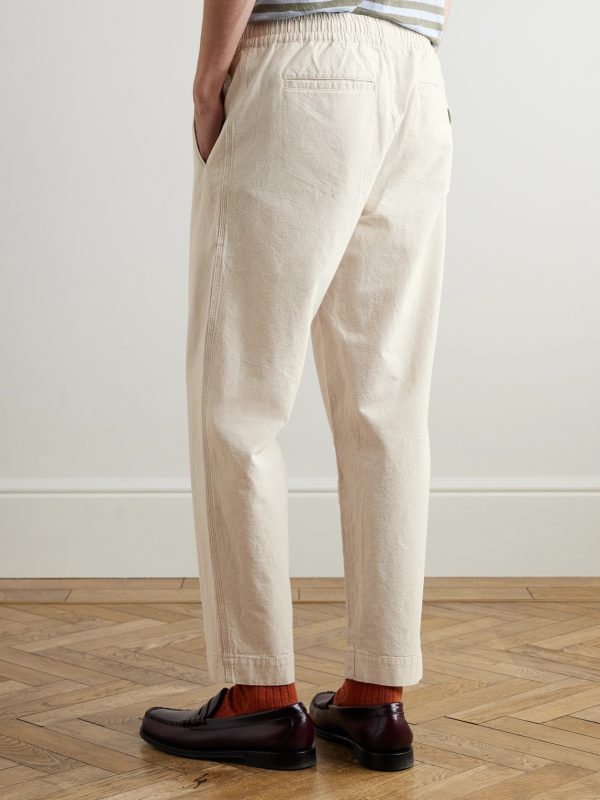 Drawcord Assembly Straight-Leg Linen and Cotton-Blend Trousers - BK Drawcord Assembly Straight-Leg Linen and Cotton-Blend Trousers - BK