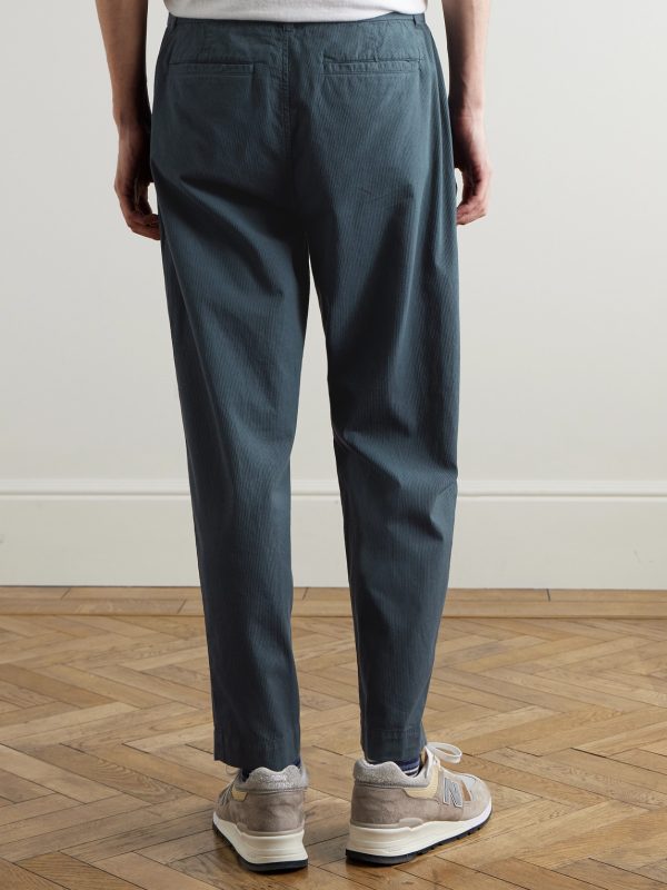 Assembly Straight-Leg Pleated Striped Cotton Suit Trousers - BK