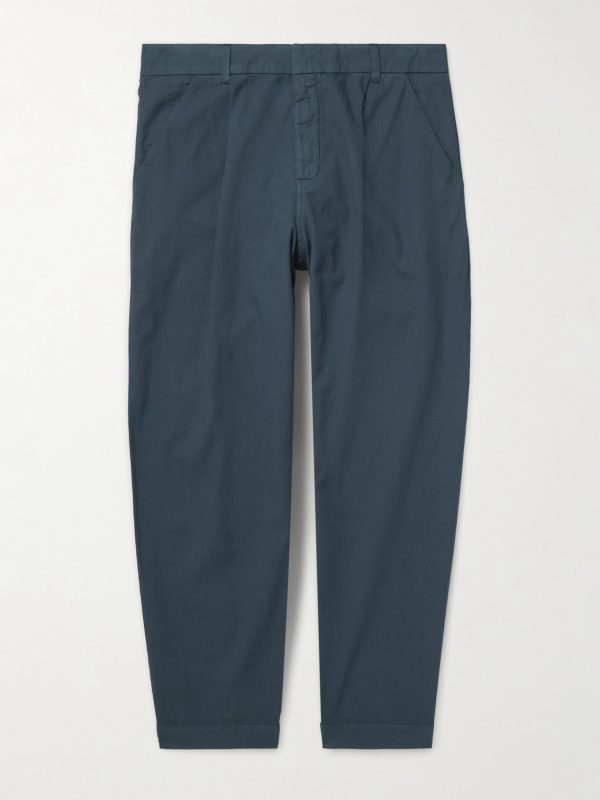 Assembly Straight-Leg Pleated Striped Cotton Suit Trousers