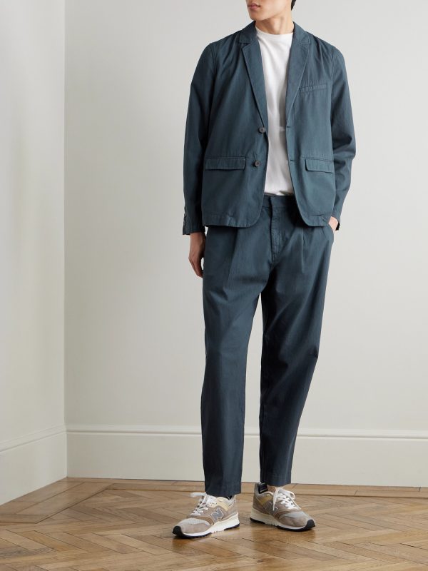 Assembly Straight-Leg Pleated Striped Cotton Suit Trousers - OU