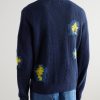 Embroidered Waffle-Knit Cardigan - BK