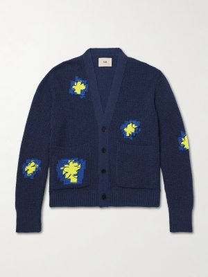 Embroidered Waffle-Knit Cardigan Embroidered Waffle-Knit Cardigan