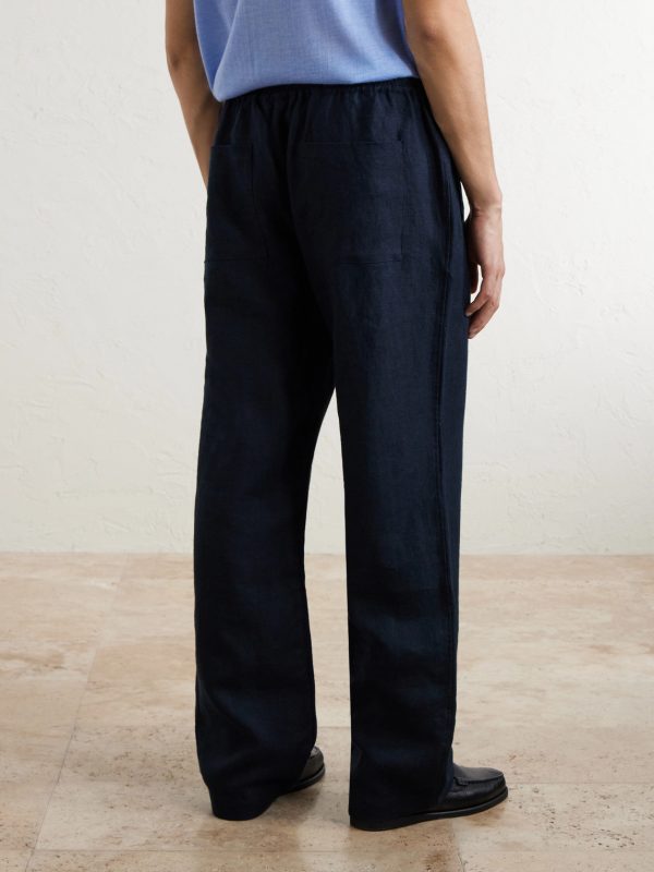 Straight-Leg Linen Trousers - BK Straight-Leg Linen Trousers - BK