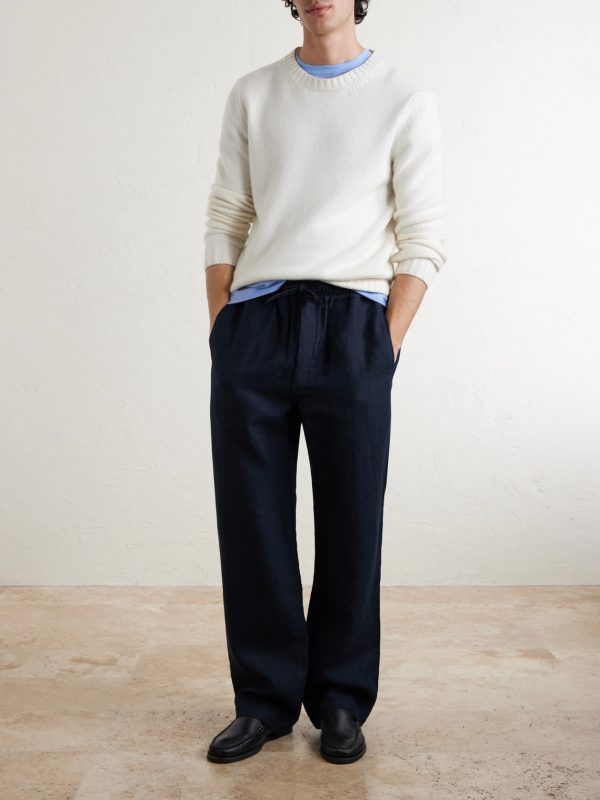 Straight-Leg Linen Trousers - OU Straight-Leg Linen Trousers - OU