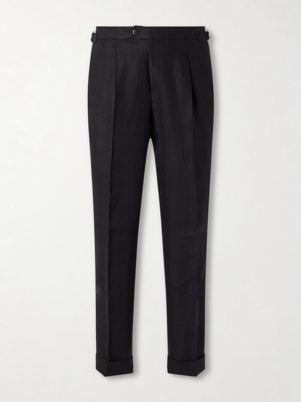 Amie Straight-Leg Linen Suit Trousers Amie Straight-Leg Linen Suit Trousers