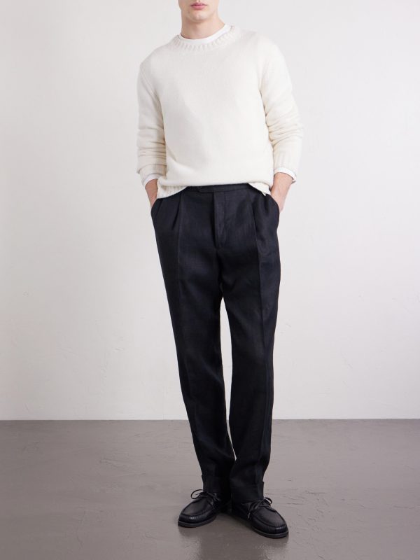 Amie Straight-Leg Linen Suit Trousers - OU Amie Straight-Leg Linen Suit Trousers - OU