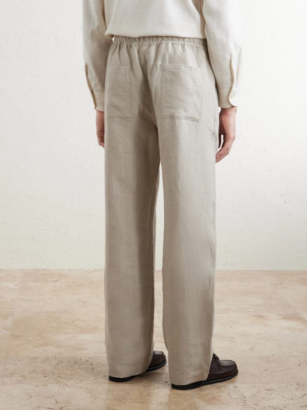 Straight-Leg Linen Trousers - BK Straight-Leg Linen Trousers - BK