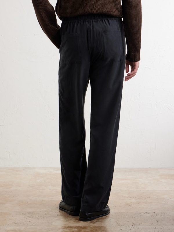 Straight-Leg Silk Trousers - BK Straight-Leg Silk Trousers - BK