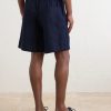 Straight-Leg Linen Drawstring Shorts - BK Straight-Leg Linen Drawstring Shorts - BK