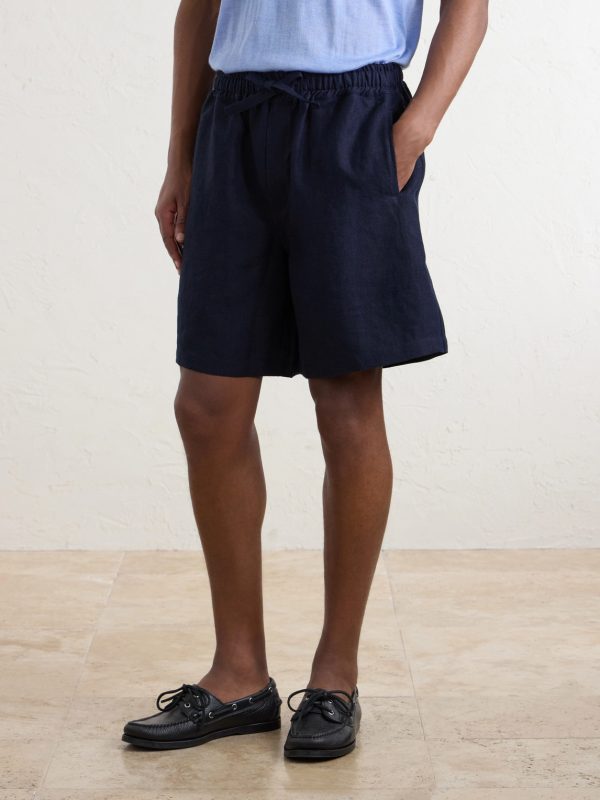 Straight-Leg Linen Drawstring Shorts - FR Straight-Leg Linen Drawstring Shorts - FR