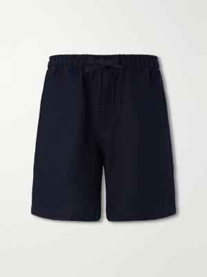 Straight-Leg Linen Drawstring Shorts