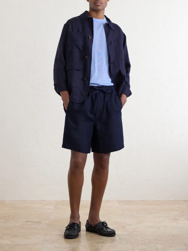 Straight-Leg Linen Drawstring Shorts - OU Straight-Leg Linen Drawstring Shorts - OU