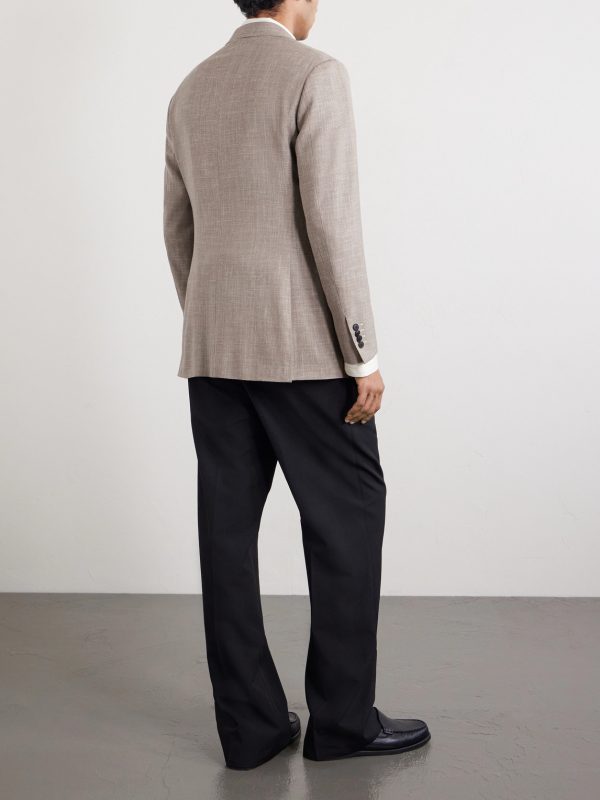 Slim-Fit Basketweave Wool, Silk and Linen-Blend Blazer - BK