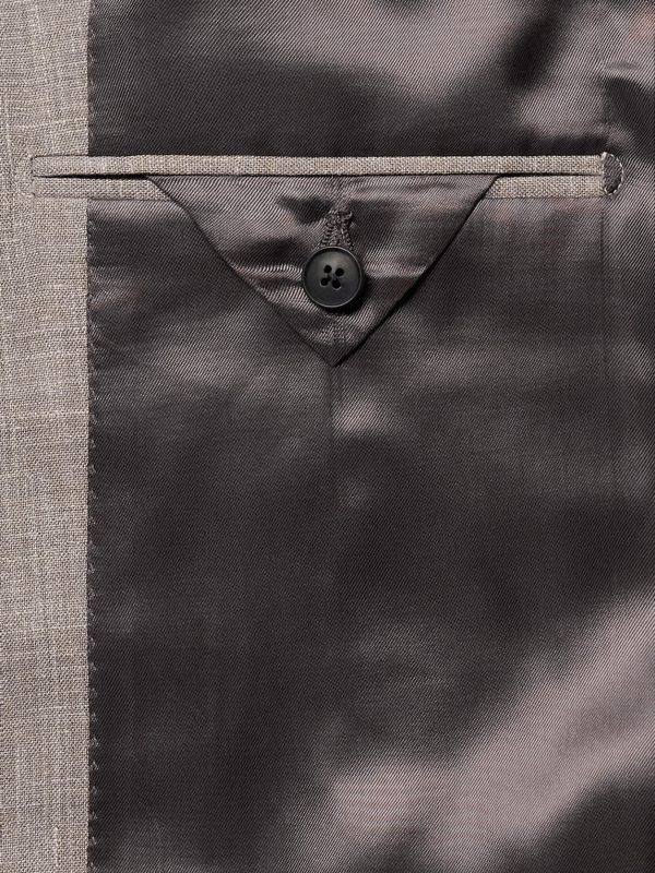 Slim-Fit Basketweave Wool, Silk and Linen-Blend Blazer - E2