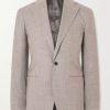 Slim-Fit Basketweave Wool, Silk and Linen-Blend Blazer