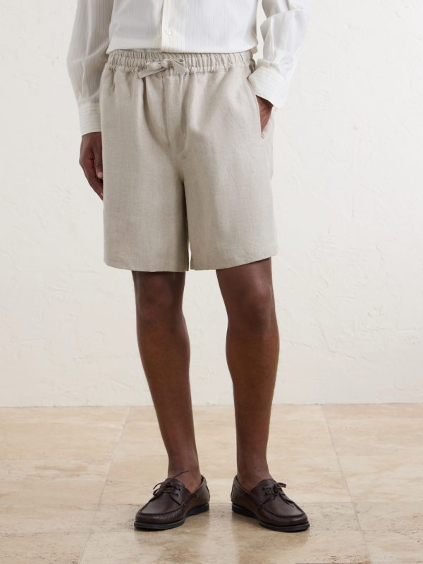 Straight-Leg Linen Drawstring Shorts - FR Straight-Leg Linen Drawstring Shorts - FR