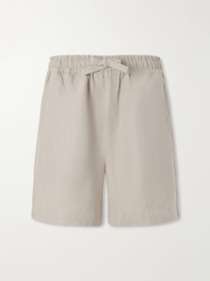 Straight-Leg Linen Drawstring Shorts