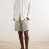 Straight-Leg Linen Drawstring Shorts - OU Straight-Leg Linen Drawstring Shorts - OU