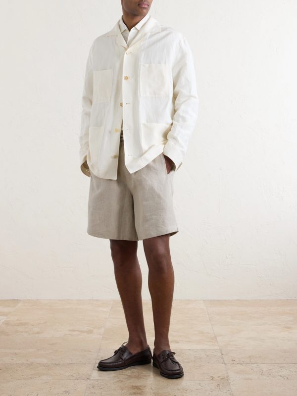 Straight-Leg Linen Drawstring Shorts - OU Straight-Leg Linen Drawstring Shorts - OU