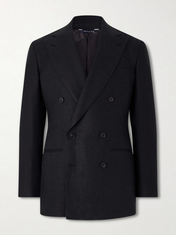 Linen Double-Breasted Suit Jacket Linen Double-Breasted Suit Jacket