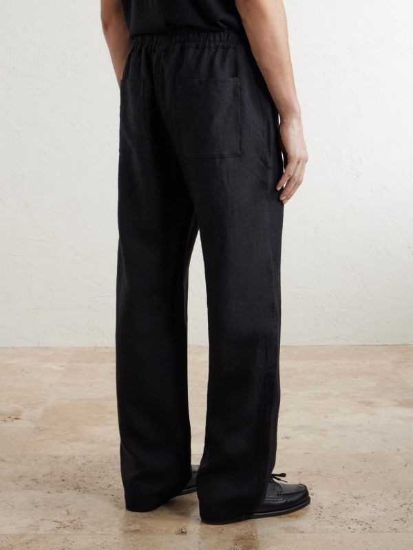 Straight-Leg Linen Trousers - BK Straight-Leg Linen Trousers - BK