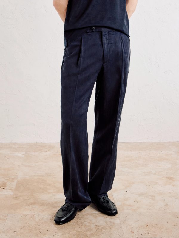 Amo Straight-Leg Pleated Silk and Linen-Blend Suit Trousers - FR Amo Straight-Leg Pleated Silk and Linen-Blend Suit Trousers - FR