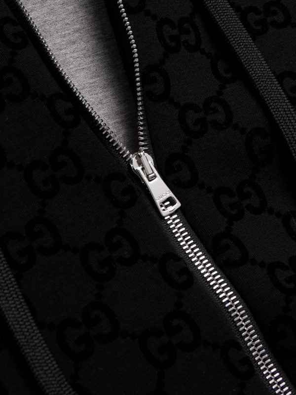 Logo-Flocked Jersey Zip-Up Hoodie - CU