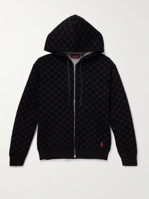 Logo-Flocked Jersey Zip-Up Hoodie