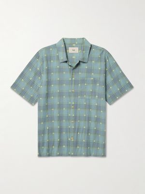 Gabe Embroidered Checked Linen and Cotton-Blend Shirt Gabe Embroidered Checked Linen and Cotton-Blend Shirt