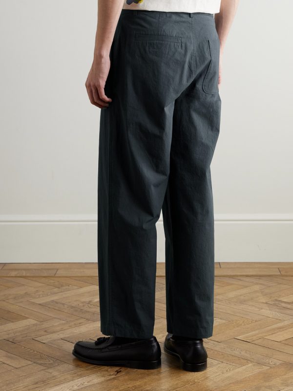 Straight-Leg Pleated Cotton Trousers - BK Straight-Leg Pleated Cotton Trousers - BK