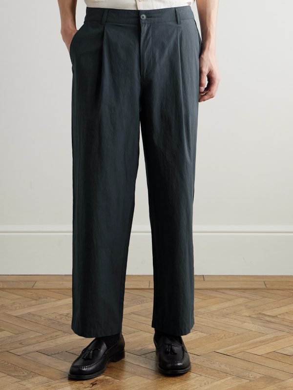 Straight-Leg Pleated Cotton Trousers - FR Straight-Leg Pleated Cotton Trousers - FR