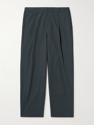 Straight-Leg Pleated Cotton Trousers Straight-Leg Pleated Cotton Trousers