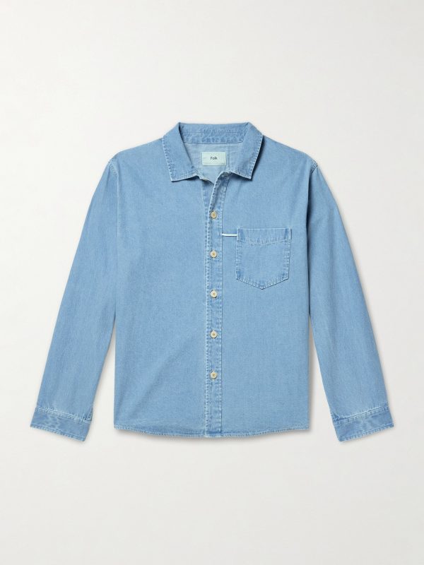 Loop Cord-Trimmed Denim Shirt