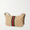 Lunetta Leather-Trimmed Monogrammed Canvas Shoulder Bag - BK