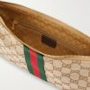 Lunetta Leather-Trimmed Monogrammed Canvas Shoulder Bag - E1