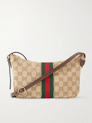 Lunetta Leather-Trimmed Monogrammed Canvas Shoulder Bag Lunetta Leather-Trimmed Monogrammed Canvas Shoulder Bag