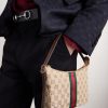 Lunetta Leather-Trimmed Monogrammed Canvas Shoulder Bag - OU