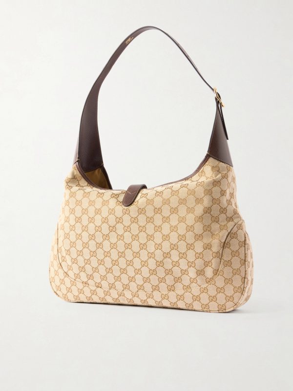 Jackie 1961 Large Leather-Trimmed Monogrammed Canvas Messenger Bag - BK Jackie 1961 Large Leather-Trimmed Monogrammed Canvas Messenger Bag - BK