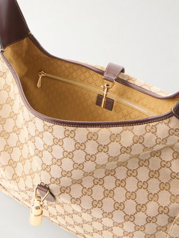 Jackie 1961 Large Leather-Trimmed Monogrammed Canvas Messenger Bag - E1 Jackie 1961 Large Leather-Trimmed Monogrammed Canvas Messenger Bag - E1