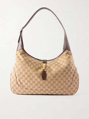 Jackie 1961 Large Leather-Trimmed Monogrammed Canvas Messenger Bag Jackie 1961 Large Leather-Trimmed Monogrammed Canvas Messenger Bag