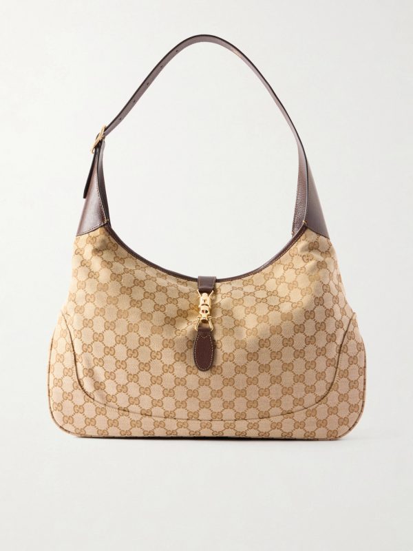 Jackie 1961 Large Leather-Trimmed Monogrammed Canvas Messenger Bag Jackie 1961 Large Leather-Trimmed Monogrammed Canvas Messenger Bag