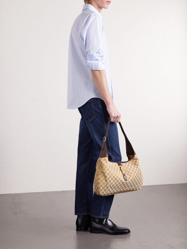 Jackie 1961 Large Leather-Trimmed Monogrammed Canvas Messenger Bag - OU Jackie 1961 Large Leather-Trimmed Monogrammed Canvas Messenger Bag - OU