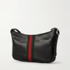 Lunetta Webbing-Trimmed Leather Messenger Bag - BK Lunetta Webbing-Trimmed Leather Messenger Bag - BK